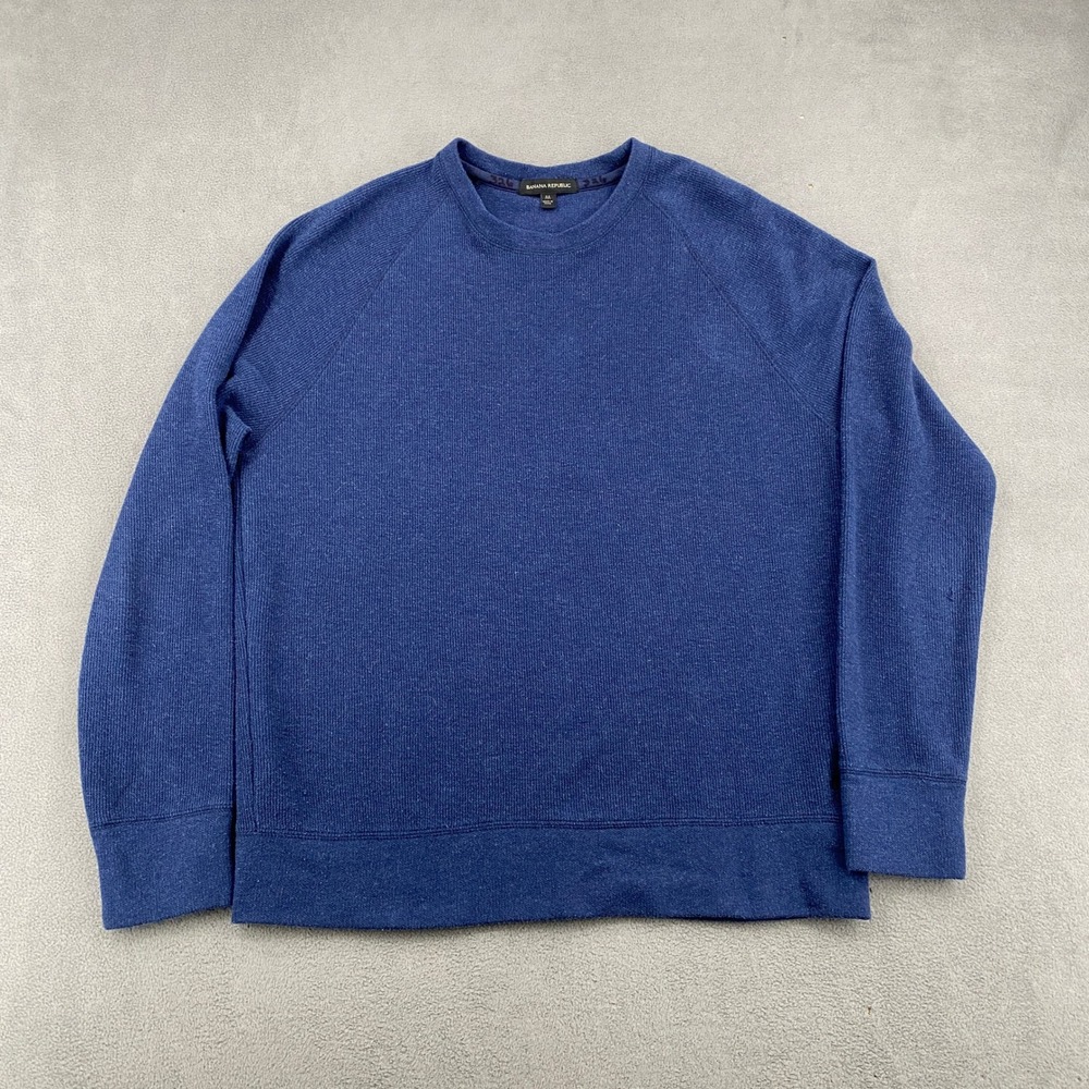 Banana Republic Mens Blue Raglan Long Sleeve Crewneck Sweatshirt Medium 1526438